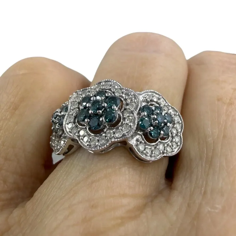1/2ct Blue White Diamond Ring 925 Sterling Silver Size 7 .50ct Wedding Band